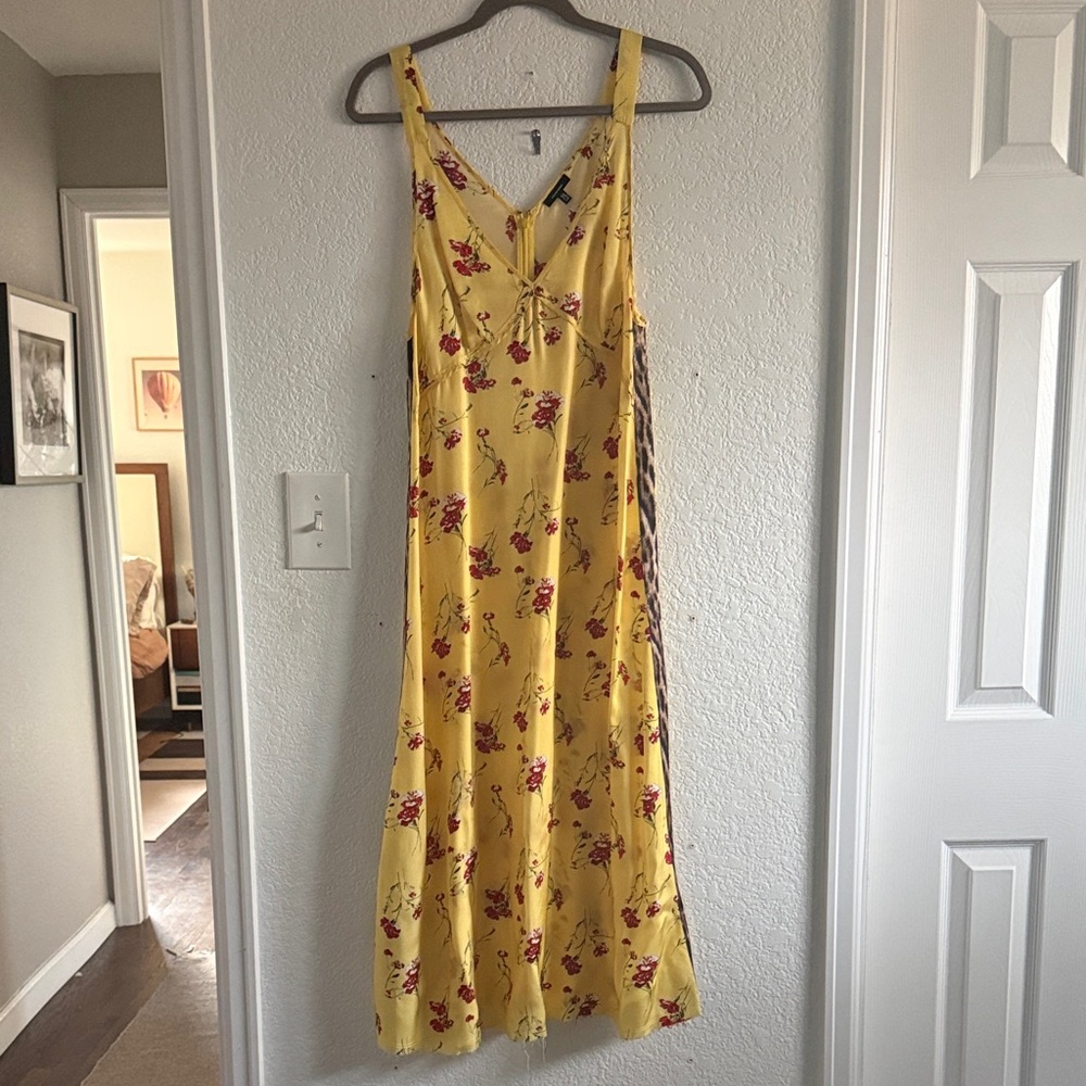 R13 Yellow Floral Slip Silk Dress